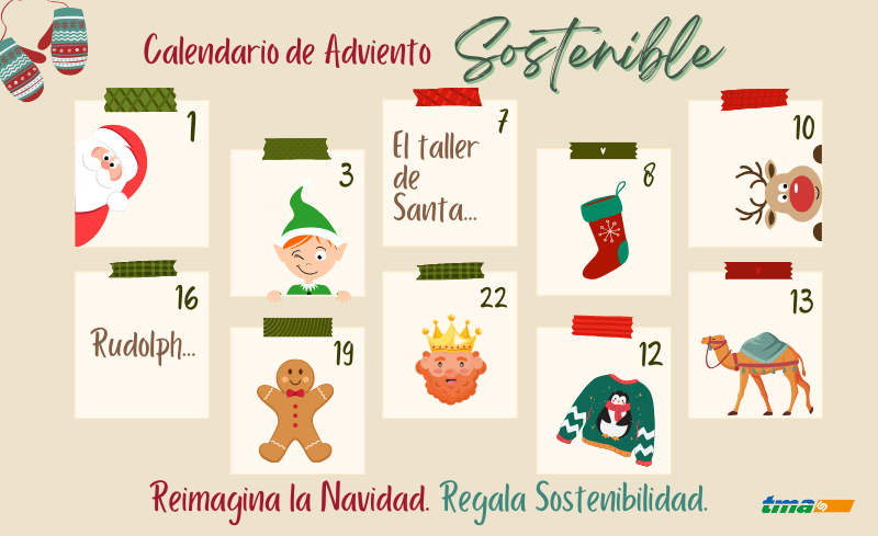 TMA Calendario Adviento Sostenible Reimagina la Navidad Regala Sostenibilidad FELIZ VERDE NAVIDAD