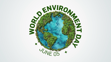 Ilustración del planeta Tierra con el texto “World Environment Day – June 05”