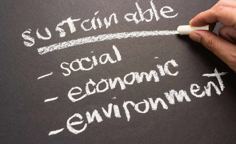Esquema de los pilares de la sostenibilidad: social, económico y ambiental